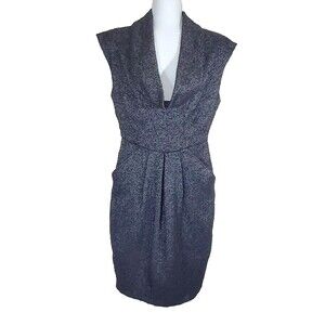 Zara Basic Dress Small Black Gray Sweater Wool Blend Draped Neck Lightweight